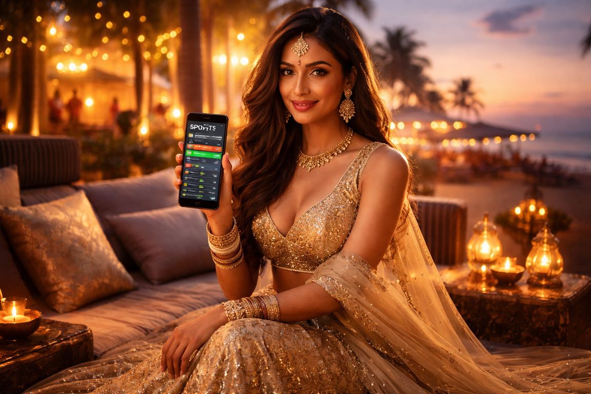Goa beach sports betting atmosphere including traditional attire